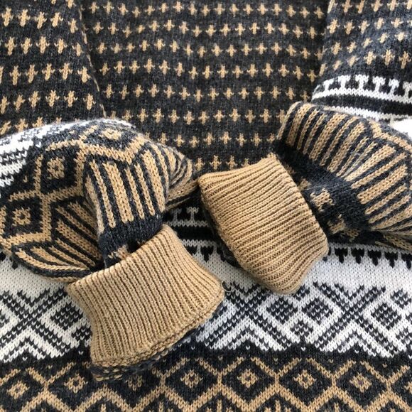 Esprit Sweater Womens Medium Gray Tan Soft Wool Blend Grandpa Geometric - Picture 12 of 12